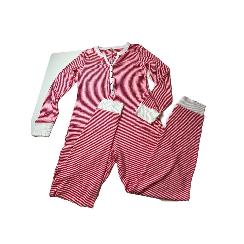 AEROPOSTALE Candy Cane Red White 1 Piece Pajama Women's Cozy NEW